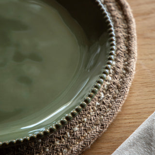 Organic Beaded Dinner Plate Olive