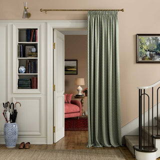 Floral Foulard Lined Curtains Green 90X90"