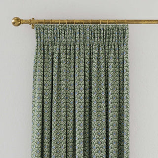 Floral Foulard Lined Curtains Green 90X90"
