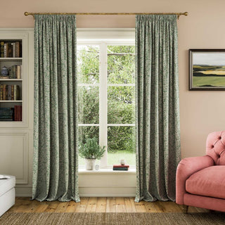 Twilight Ditsy Lined Curtains Green 90X90"