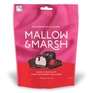 Raspberry Marshmallows Coated in 70% Chocolate