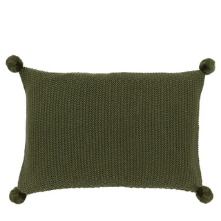 Moss Stitch Pom Pom Cushion Olive