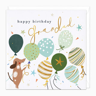 Puppy in the Balloons Grandad Birthday Card