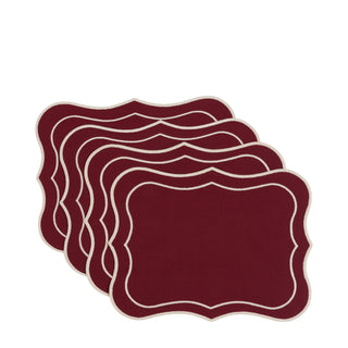 Heritage Scallop Placemats Merlot 4pk