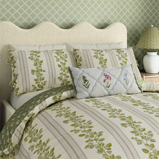 Cobnut Stripe Single Duvet Set Leaf Green