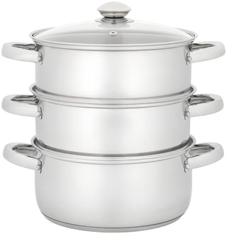 Judge Essentials 22cm 3 Tier Glass Lid Steamer Set