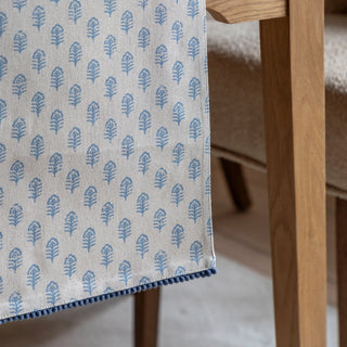 Fleur Floral Stamp Table Runner Blue