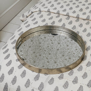 Waltham Round Mirrored Silver Tray