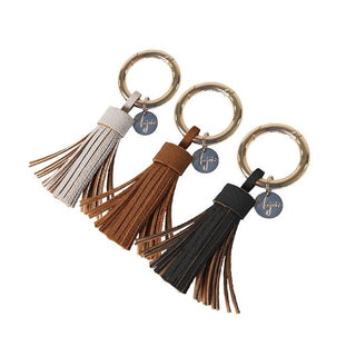 Key Ring Tassle Cream Black