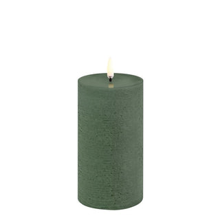 LED Pillar Candle Rustic Olive Green 15cm