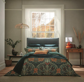 Honeysuckle & Tulip Double Duvet Cover Mulberry & Teal