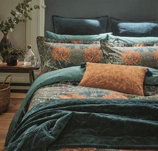 Honeysuckle & Tulip Double Duvet Cover Mulberry & Teal