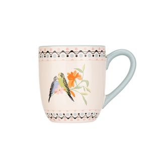 Painted Table Budgie Breakfast Mug Blue