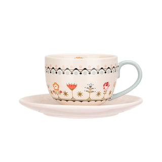 Painted Table Teacup & Saucer Set