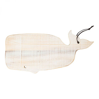 Ocean Whale Board with Leather Tie In Rustic White