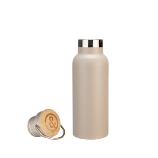 Double Wall Bottle With Bamboo Lid 500ml Putty