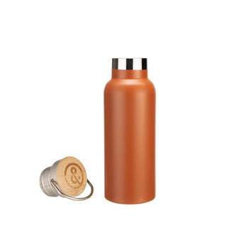 Double Wall Bottle With Bamboo Lid 500ml Rust