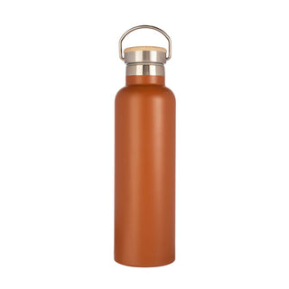 Double Wall Bottle With Bamboo Lid 750ml Rust