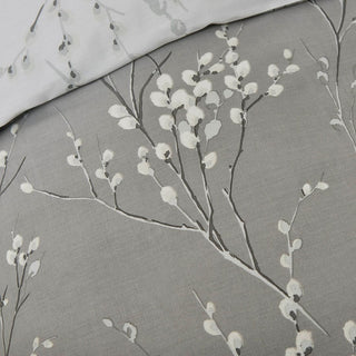 Pussy Willow Steel King Duvet Cover Set