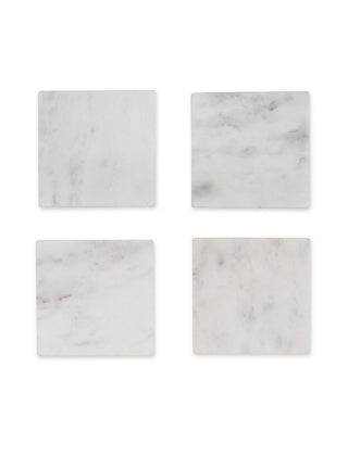 Square Marble Coasters in White Marble - Set of 4