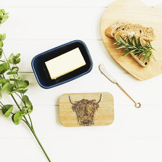Butter Dish Blue - Highland Cow