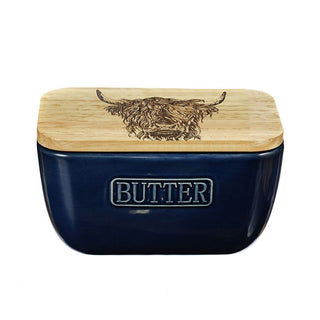 Butter Dish Blue - Highland Cow