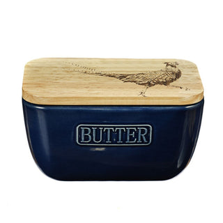 Blue Butter Dish - Pheasant