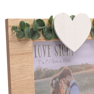 Rustic Frame with Heart and Leaves 5" x 7"