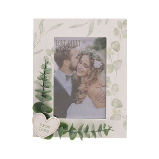 True Love White Frame with Leaves 4" x 6"