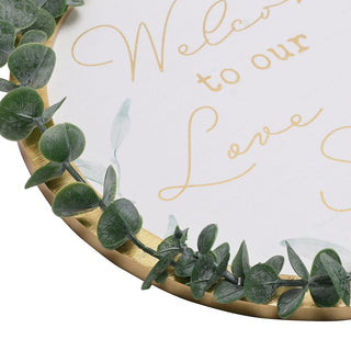Love Story Round Wreath Plaque with Eucalyptus